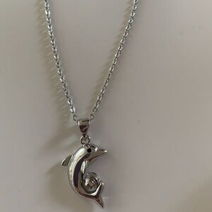 Elegant Silver Dolphin Pendant Necklace